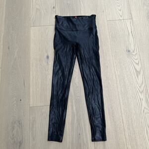 SPANX Black Faux Leather Moto Leggings Women’s 20136R Sz Medium